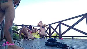 University students' leaked video of a party on the dormitory deck, complete in red and sheer