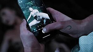 Busty chick frozen in time gets drilled by three guys in forest