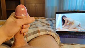 Listen to this horny guy moan as he jerks his big dick and cums hard?