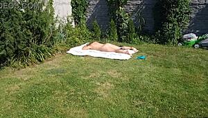 Hey, caught my stepmother sunbathing naked in the yard, wanna see?