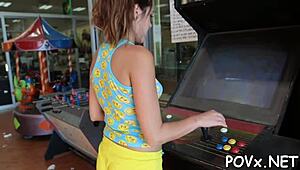 This nasty babe is all naked and ready for some rough pov blowjob and hardcore fucking action