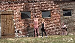 You better not speak while Miss Suzanna Maxwell and Miss Courtney handle their talkative slave outdoors
