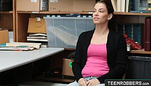 i'm the shoplifter getting roughly fucked by the perv officer, bobbi dylan, in secret.