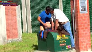 danna hot begs two fat guys for street gangbang.