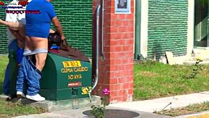 danna hot begs two fat guys for street gangbang.