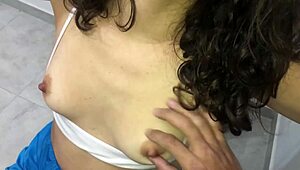 I follow the new latina girl at the gym for her first time.