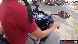 Asian teen pleases big cocked tourist with skills