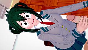 Froppy in school uniform gets handjob from nurse in adult parody