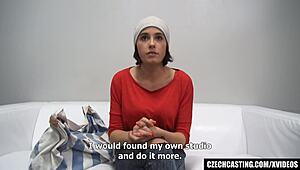 Sexy student rides with big natural tits and tight pussy!