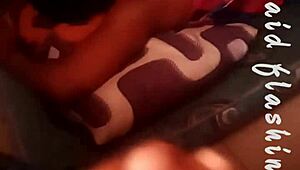 Whytehawk Delivers Intense Quick Creampie to Ebony Maid from Behind.