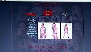 Nineteen-year-old slave bound in ropes sucks cock with natural tits and hairy cunt