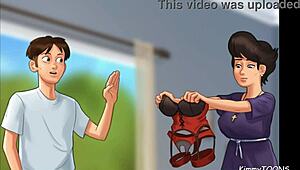 Summertime Saga church milf caught fucking herself with police baton in wild game