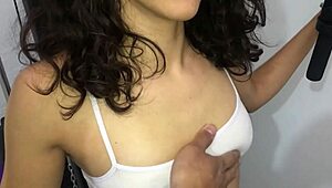 I follow the new latina girl at the gym for her first time.