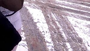 Winter Teases with Outdoor Ass Flash