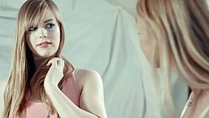 pretty lesbian blonde gets pussy smashed with strapon