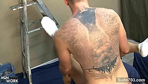 Tattooed gay workers fucking hard!