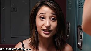 Ariana Marie wrestles her ex on the mat, tribbing passionately.