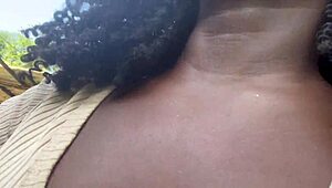 me and friend take hot black girl to waterfall for wild sex