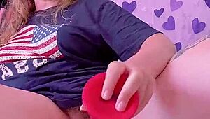 Huge Red Dildo Machine For Intense Squirting And Toy Play