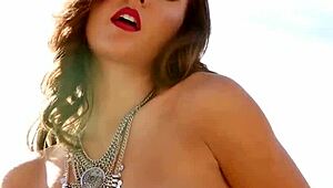 beautiful brunette model reveals her body in lingerie