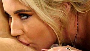 sexy blonde lesbians kayley gunner and savannah bond devour pussies in hot massage!