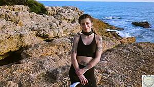 Boxer tied up and spanked, then rims her dom by the Balearic Sea. A real domination session with warrior mythology themes begins