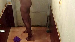 hot bathroom lesbian action with handjob and anal