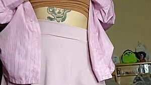 the hot fat girl next door came home from class in her miniskirt and masturbated her wet pussy