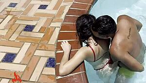 Petite 18-year-old Latina banged hard by pool