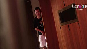 Thick asian whore rides monster cock doggystyle