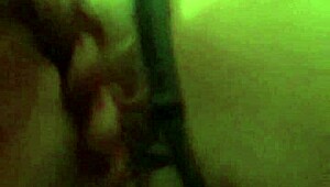 Redhead MILF giving blowjob to voyeur with music