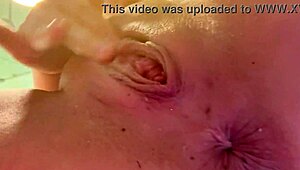 Webcam Close-Up Fingering Shaved Pussy Anal Creampie