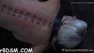 Blonde babe fingers herself while stripping clothes