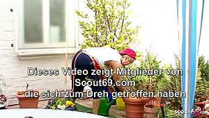 Alte deutsche Oma gets nailed by young guys in her garden during a taboo vintage romp