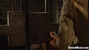 lesbian slave bound, masturbating with madames panties to orgasm