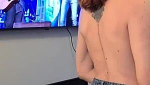 oh wow, that redhead amateur gets bent over for quick doggystyle fucking and swallows cum!