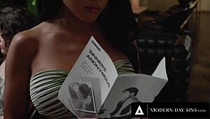 Ember Snow and Madi Collins ride leader in sloppy reverse gangbang!