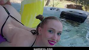 insane squirts with blonde dp and outdoor blowjob