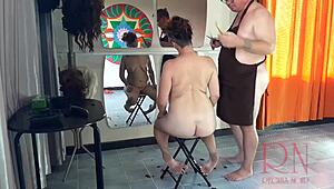 nude barbershop i will touch my pussy naked while the hairdresser cuts my hair short 13