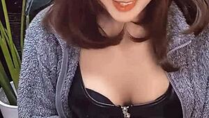 Adorable Cat-Eared Crossdresser Relentlessly Strokes Cock in Personal Video Footage