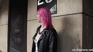 meowing for attention in outdoor public setting