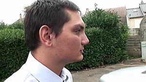 Two bisexual guys team up to pleasure a cute brunette. They take turns with intense action.