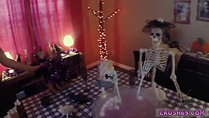 Step daddy's first time creampie in swalloween fun