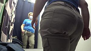 camera catches curvy milf's big ass in fitting room