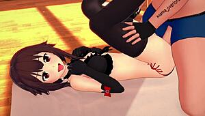 3D cartoon of Megumin in a bikini getting fucked