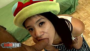 Young Asian Goddess Receives Facial After Blowjob