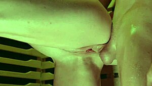 Sauna heats up with explosive squirting in rough triple cum