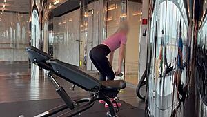 Unknown cruise ship gym girl gives me a wild blowjob