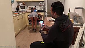 Stepaunt seduced by monster cock while husband works