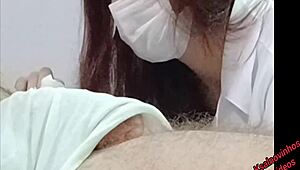 nurse and aesthetician watch patient's erection grow hard